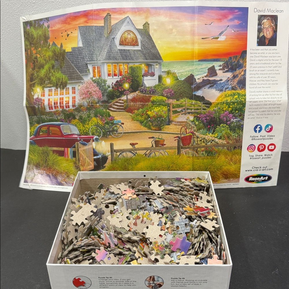 RoseArt My Happy Place Seaside Hill 1000 piece jigsaw puzzle.SALE 3/$25 - Picture 3 of 3
